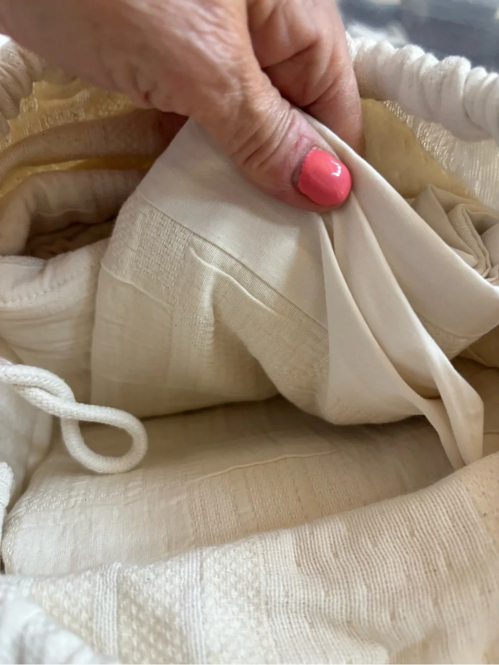 Quince Checkered Matelasse Duvet Cover Undyed Queen NWT Organic Cotton